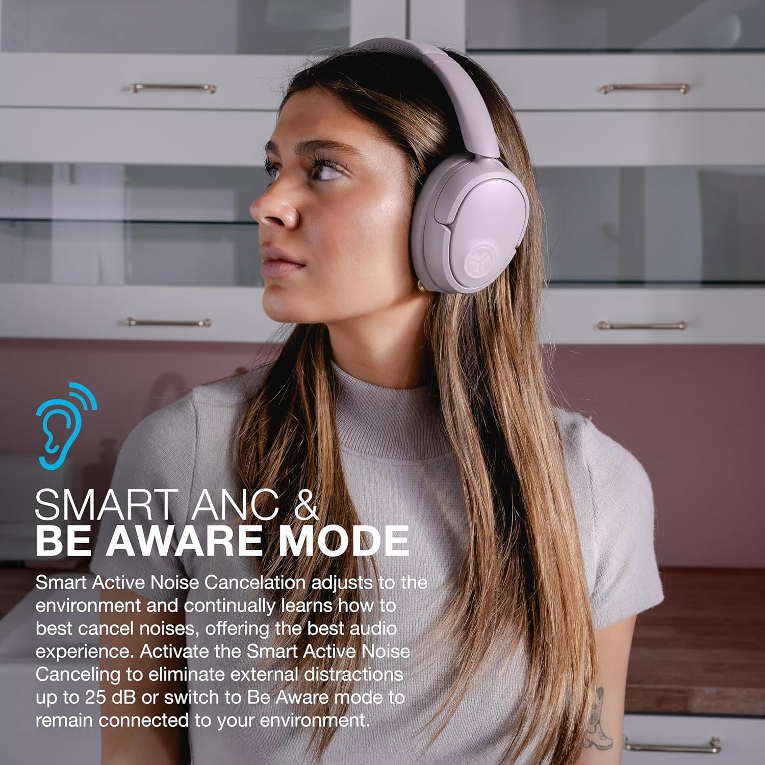 Wireless Over-Ear Headphones Mauve Bluetooth