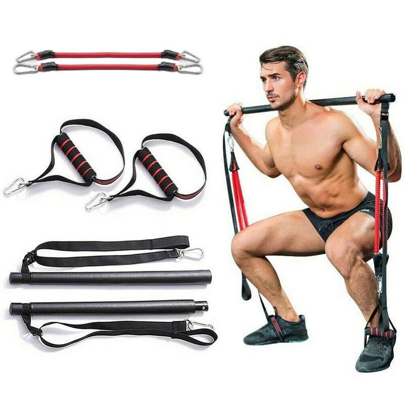 Pilates Bar Kit Resistance Bands Portable Home Gym Workout Set