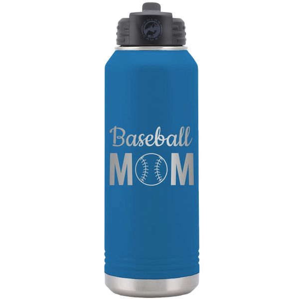 Mom Baseball2 32 oz Water Bottle | Royal Blue
