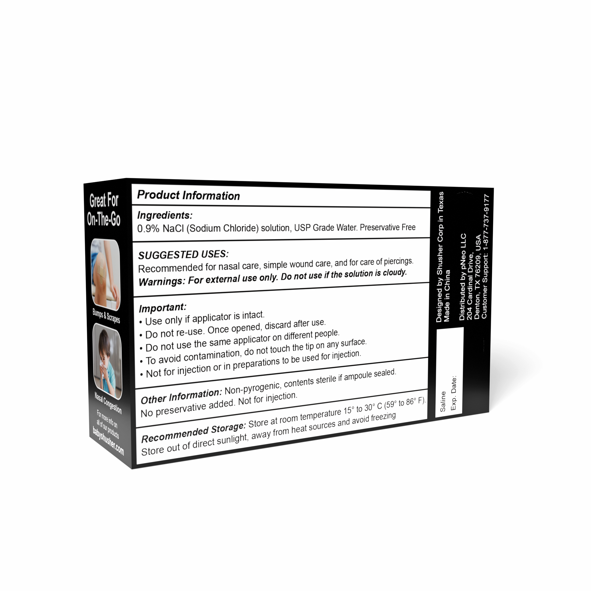 Shusher Care Saline Ampoules Sterile Single Use Nasal Wound Care