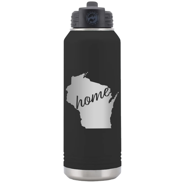 Wisconsin Home 32 oz Water Bottle | Black