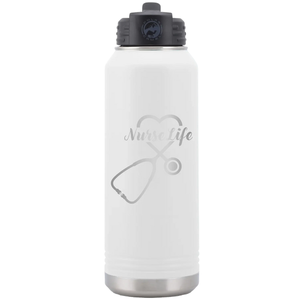 Nurse Life 32 oz Water Bottle | White