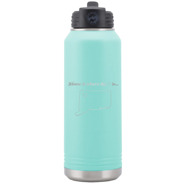 Connecticut Heart 32 oz Water Bottle | Teal