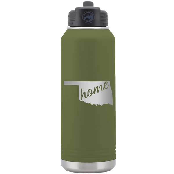 Oklahoma Home 32 oz Water Bottle | Olive Green