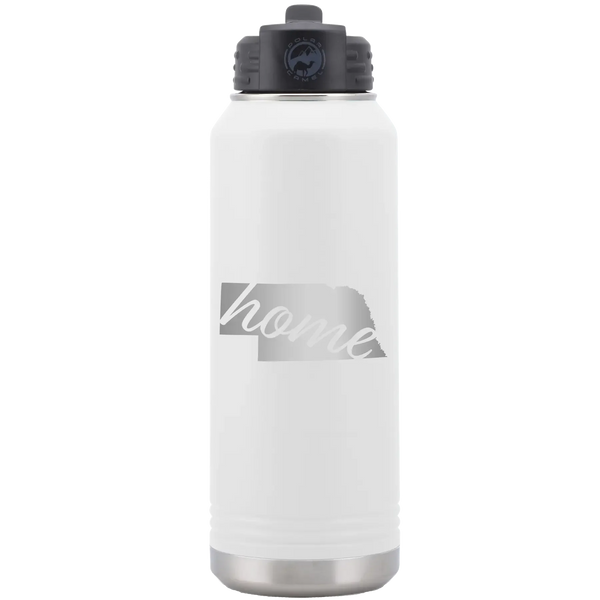 Nebraska Home 32 oz Water Bottle | White