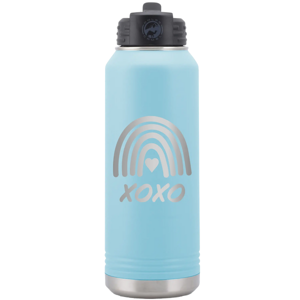 XOXO Rainbow 32 oz Water Bottle | Light Blue