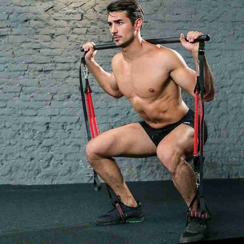 Pilates Bar Kit Resistance Bands Portable Home Gym Workout Set