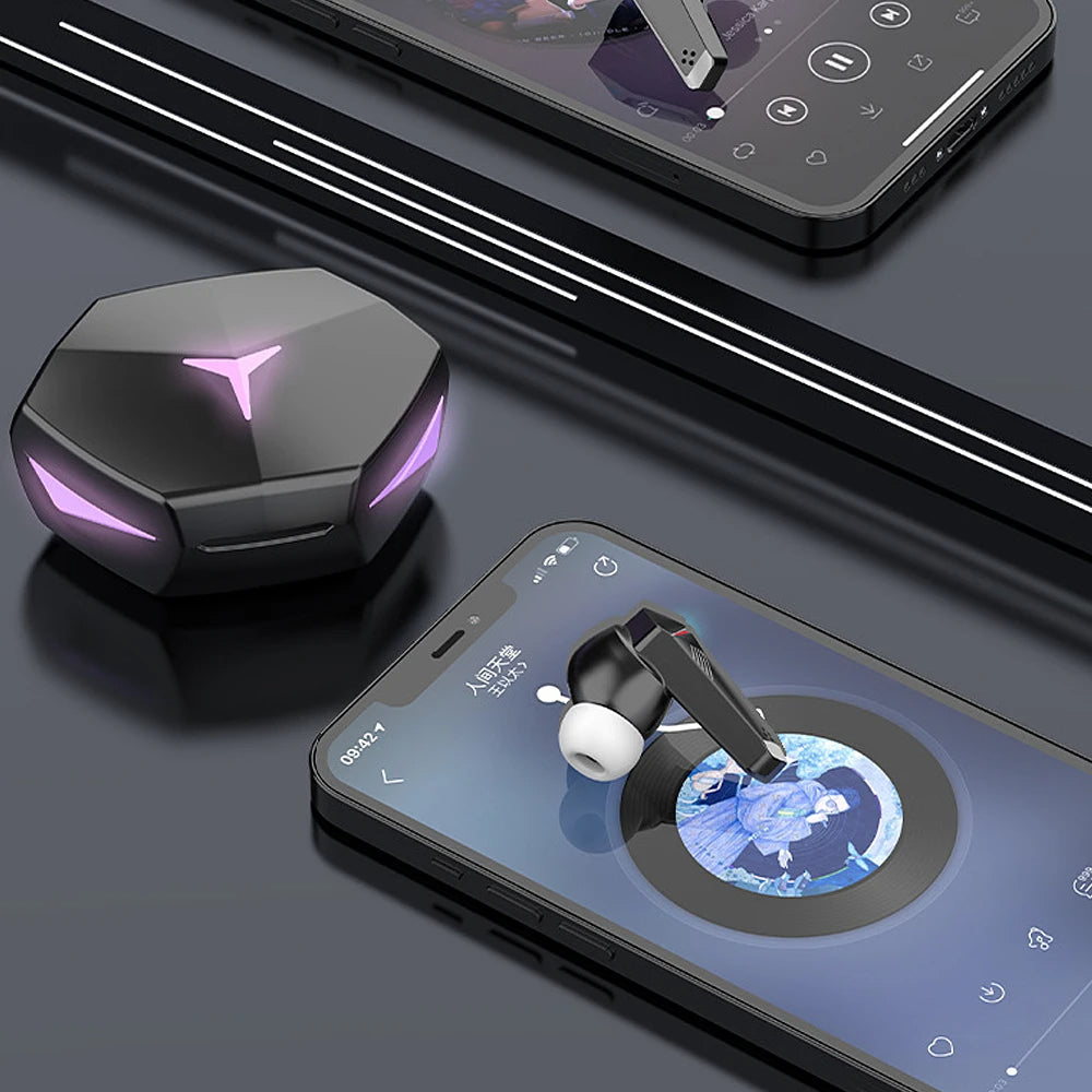 Wireless Earbuds Bluetooth 5.2 Bass Gaming Headphones with Mic