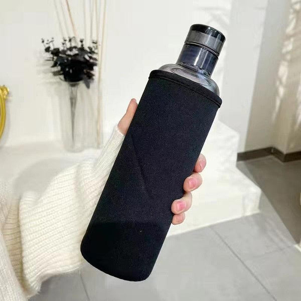 500ml Glass Water Bottle with Time Marker Transparent Milk Cup Outdoor Sports Portable Leakproof Drink Bottle with Cup Sets Water Bottle Leak-proof Time Scale Print Transparent High  Bottle for Office Water Bottle