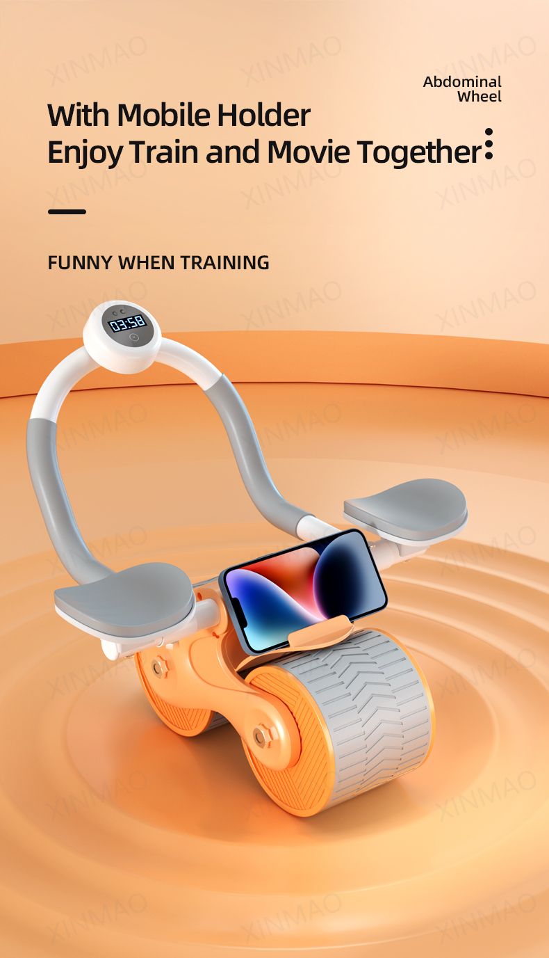 2 Wheel Ab Roller Automatic Rebound Elbow Support Core Trainer