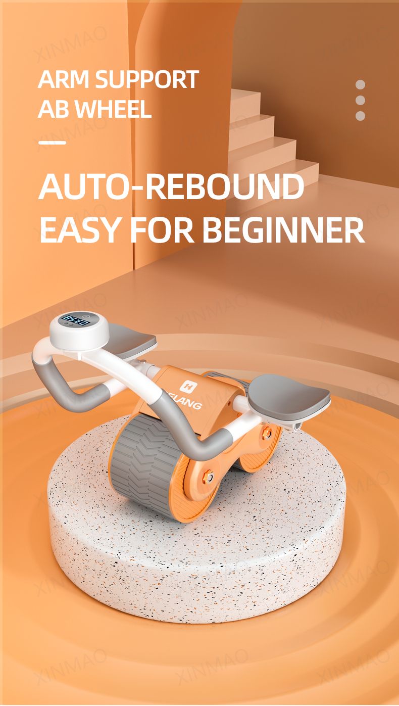 2 Wheel Ab Roller Automatic Rebound Elbow Support Core Trainer