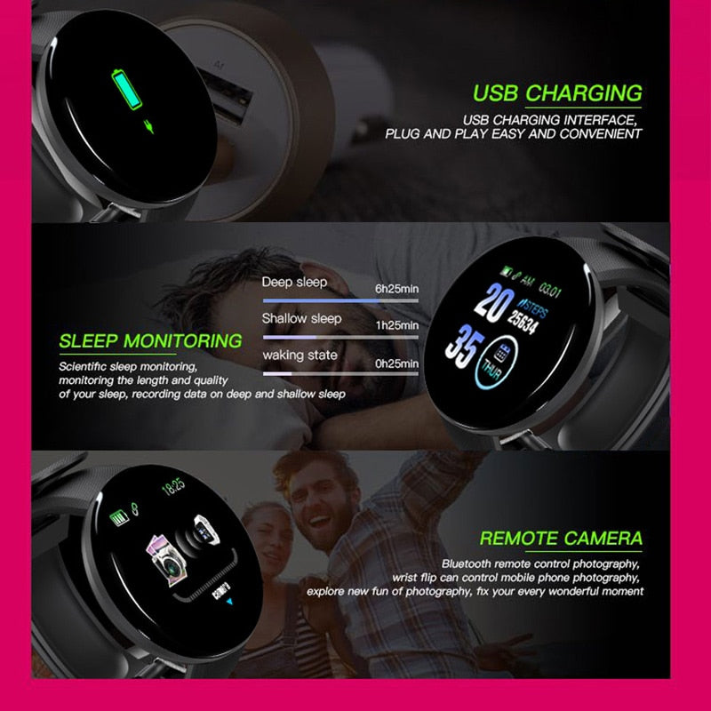 Bluetooth Smart Watch Waterproof Sport Tracker for Android iOS