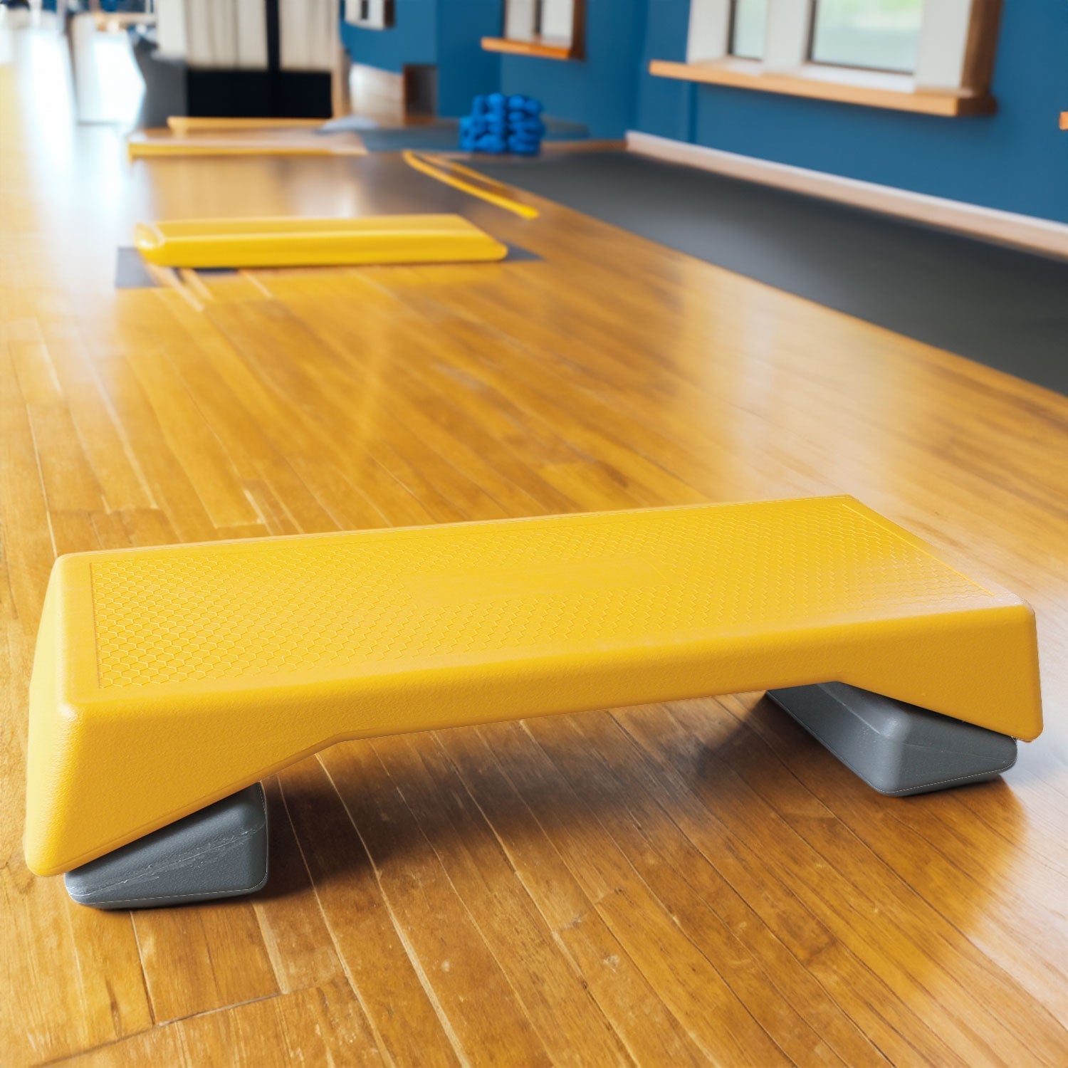 Aerobics Step Platform Height-Adjustable Fitness Equipment Stepper Trainer Exercise Step Platform Sliding Lifting Pad Yellow