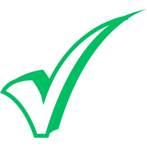 Green check mark on a white background