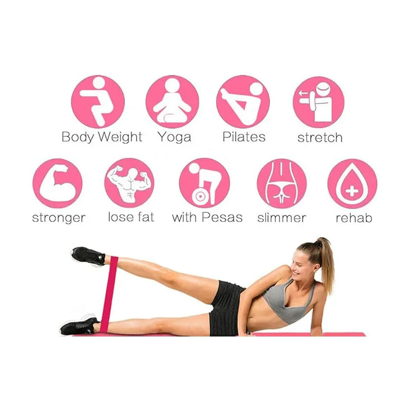 5 Piece Pink Resistance Bands Set Leg Glute Workout Loops