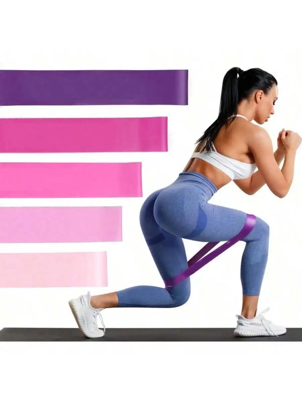 5 Piece Pink Resistance Bands Set Leg Glute Workout Loops
