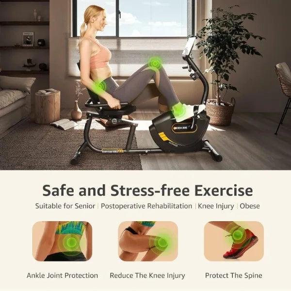 Recumbent Exercise Bike Indoor Magnetic Cycling Home Fitness Equipment Black