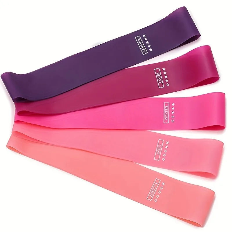 5 Piece Pink Resistance Bands Set Leg Glute Workout Loops