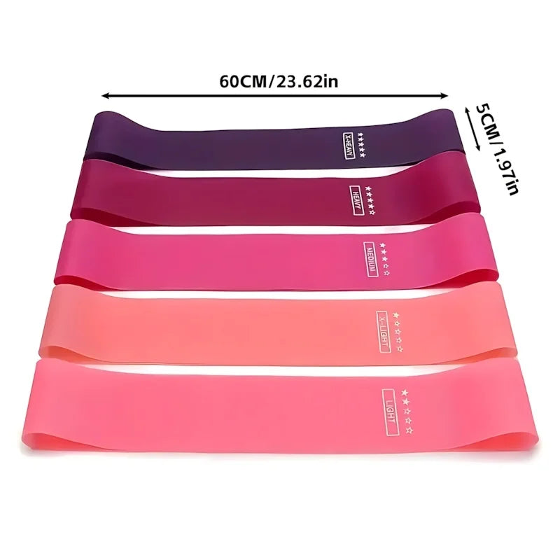 5 Piece Pink Resistance Bands Set Leg Glute Workout Loops