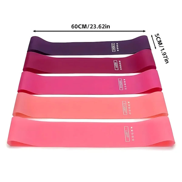 5 Piece Pink Resistance Bands Set Leg Glute Workout Loops