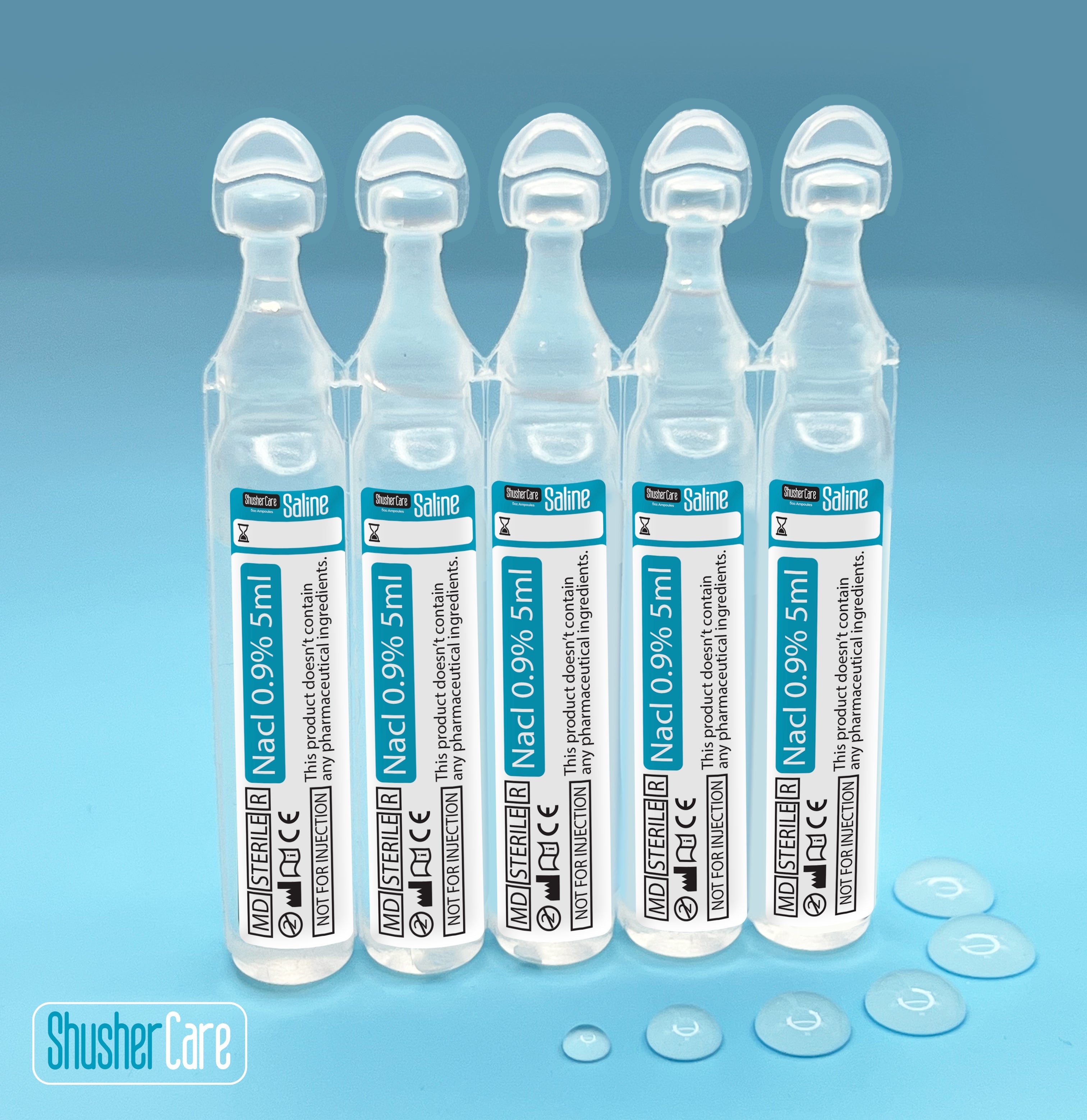 Shusher Care Saline Ampoules Sterile Single Use Nasal Wound Care