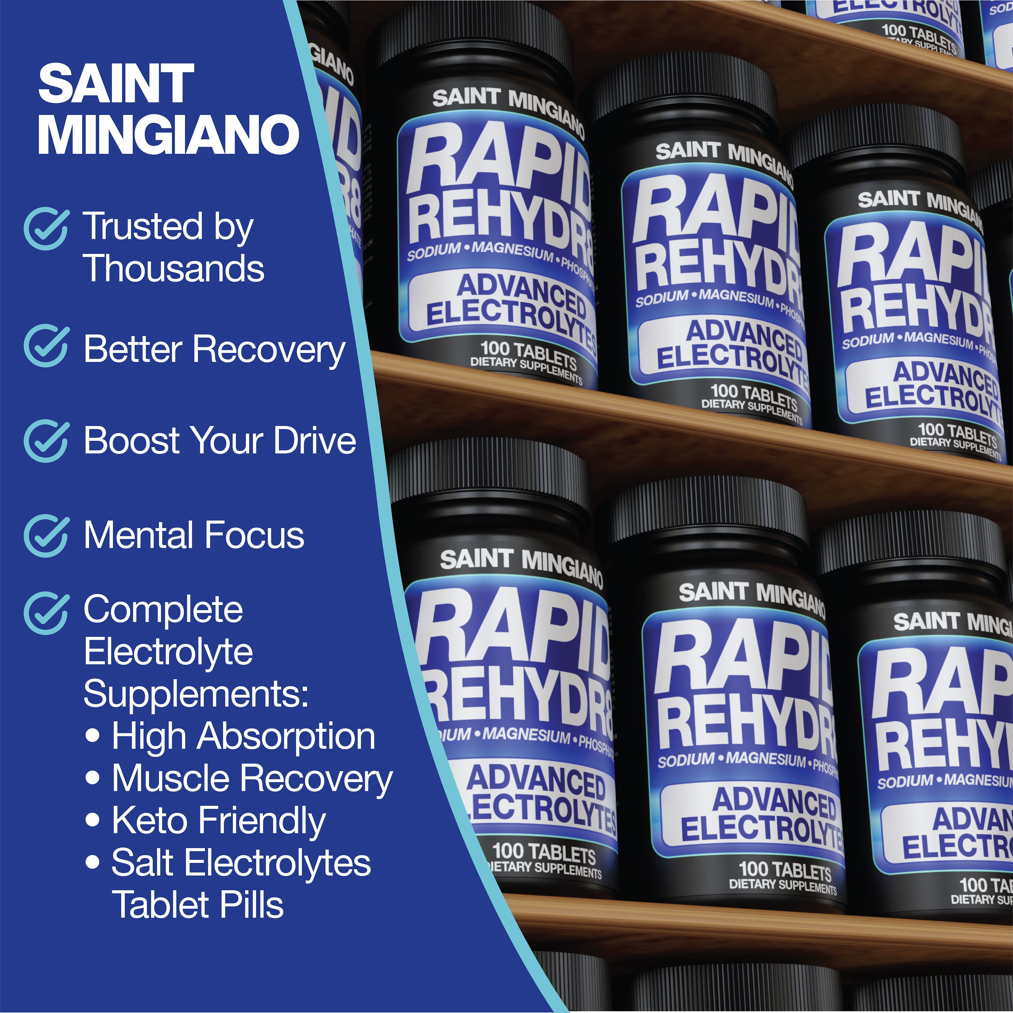 Rapid Rehydr8 Electrolyte Supplements 100 Capsules – Aid in The Prevention of Cramping and Supports Muscle Endurance and Recovery
