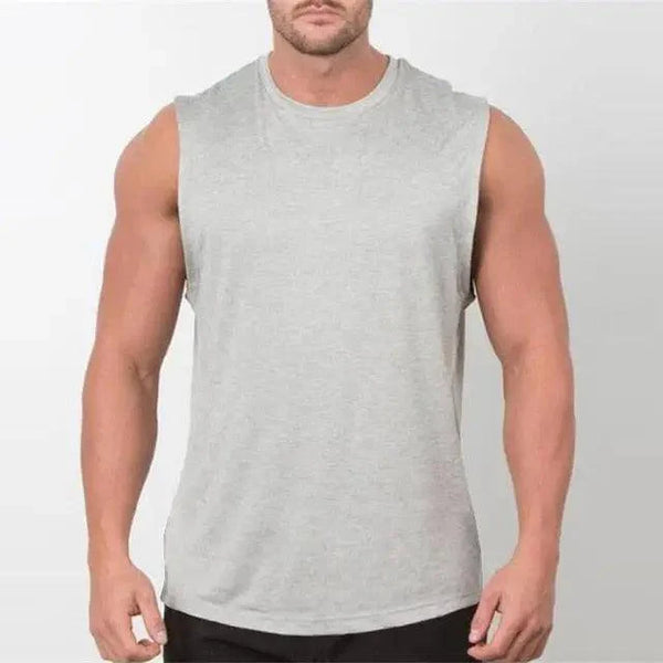New Sport Plain Shirts For Men Bodybuilding Singlet Gyms Shirts Sleeveless Shirt Blank Fitness Clothing Sportwear Muscle Vest Men's Fitness T-Shirt Round Neck Sleeveless Vest Stretch Solid Color Fitness Sports Shirts