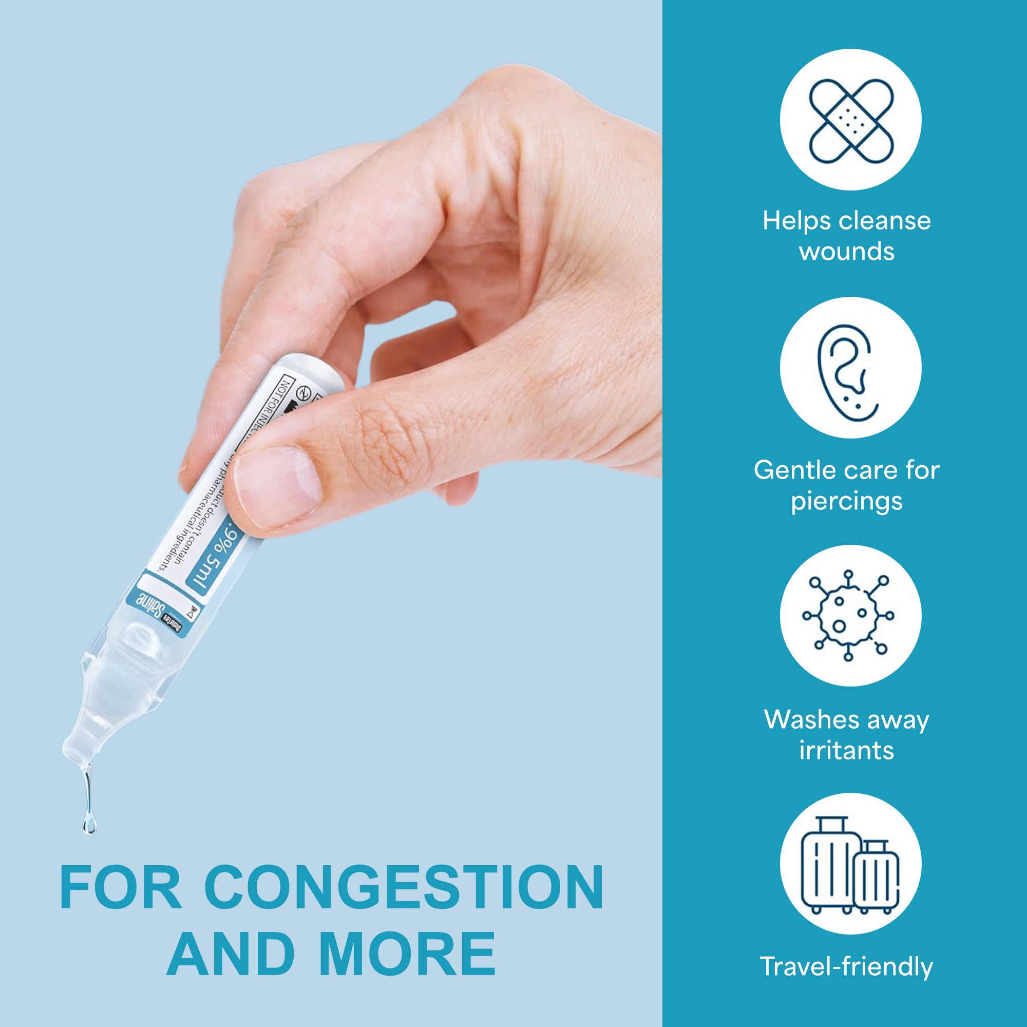 Shusher Care Saline Ampoules Sterile Single Use Nasal Wound Care