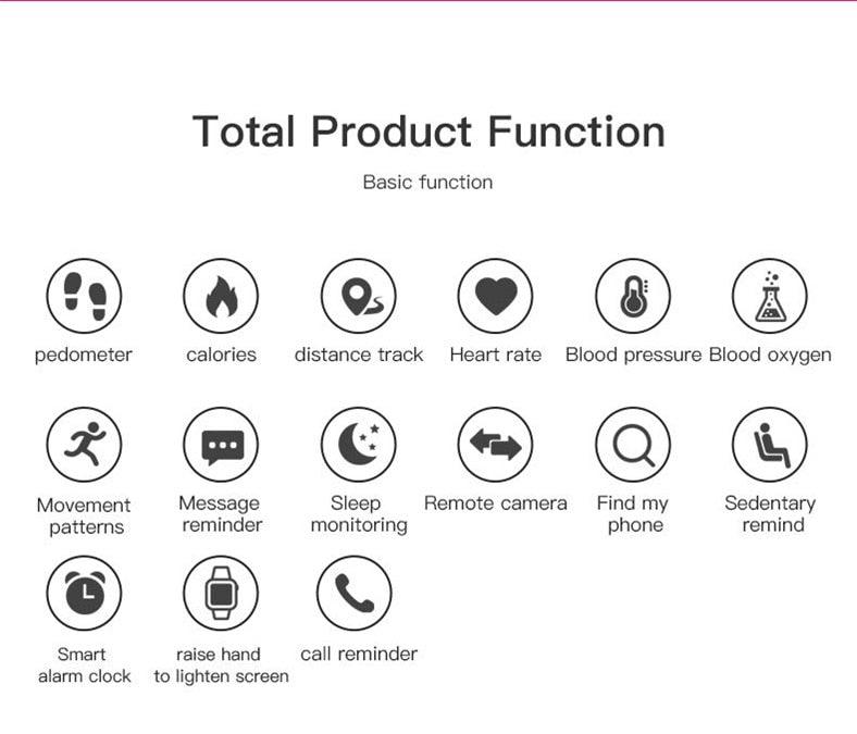 Smart Watch Heart Rate Fitness Tracker Waterproof Touch Screen Wearable
