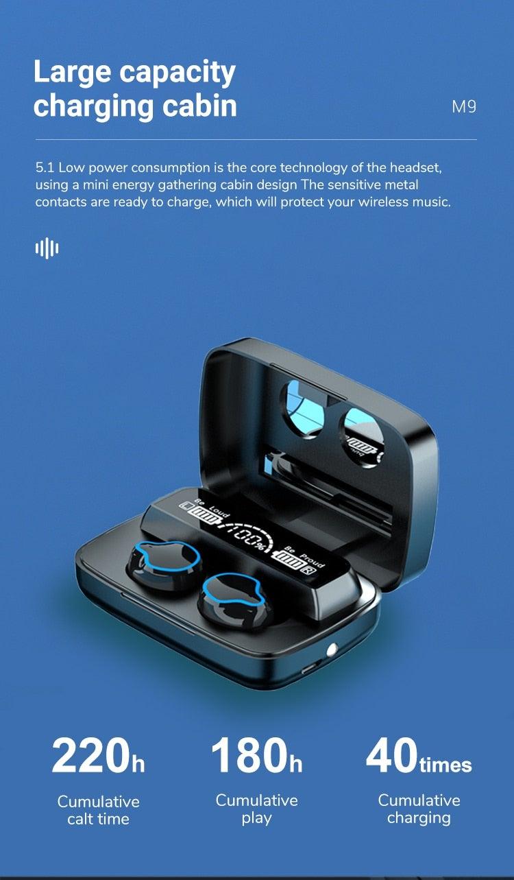 Wireless Bluetooth 5.1 Sports Headphones Waterproof Earbuds with Display
