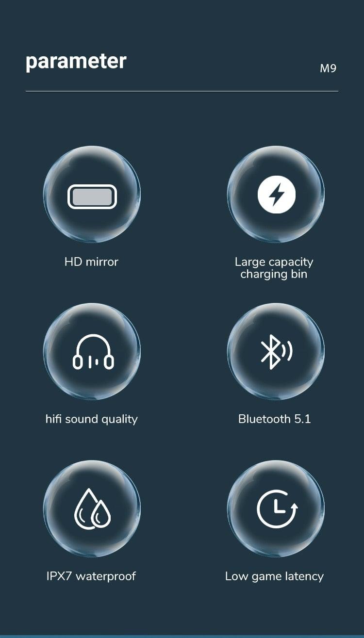 Wireless Bluetooth 5.1 Sports Headphones Waterproof Earbuds with Display